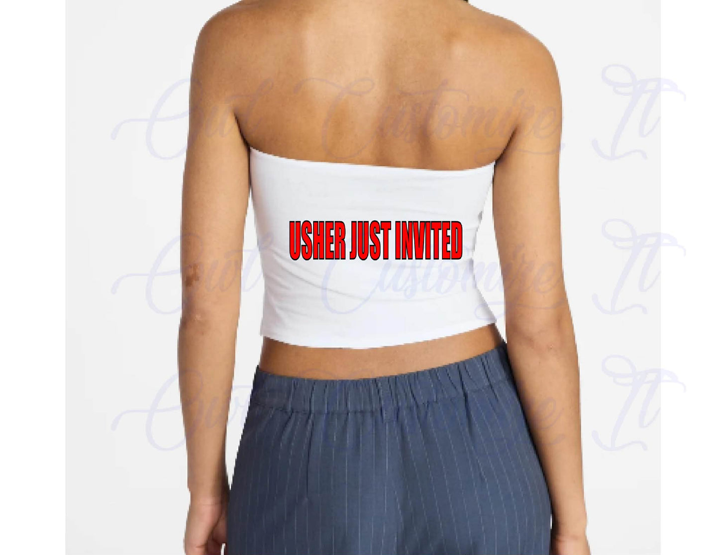 Custom Rhinestone strapless tube top with pictures