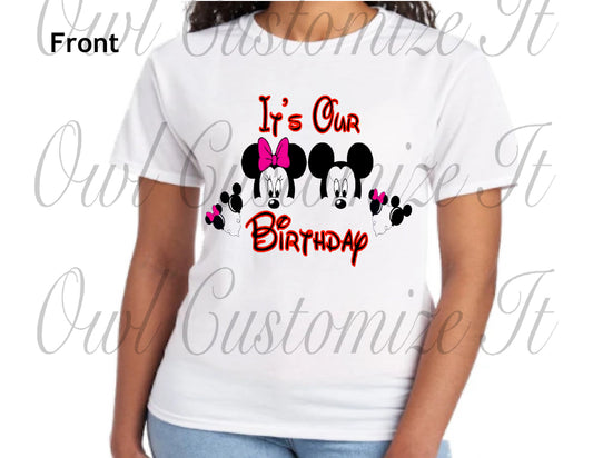 Twin Mickey and Minnie Mouse Birthday Shirt