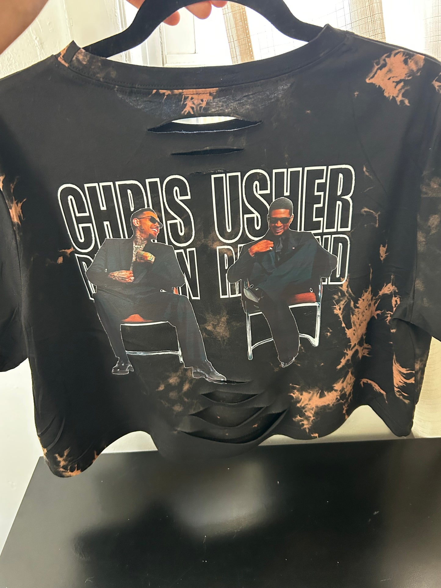 Rhinestones on the front only Chris Brown RnB Tour Shirt – Vintage Concert Graphic Tee, Hip Hop Streetwear, Bleached Crop Top, 90s Inspired Fan Merch