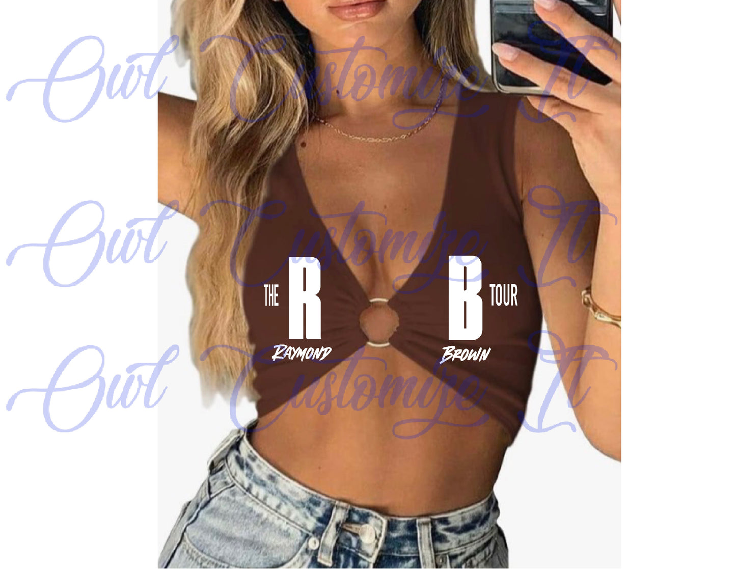 Glitter Letters RnB Tour Cleavage Cropped Tank Top
