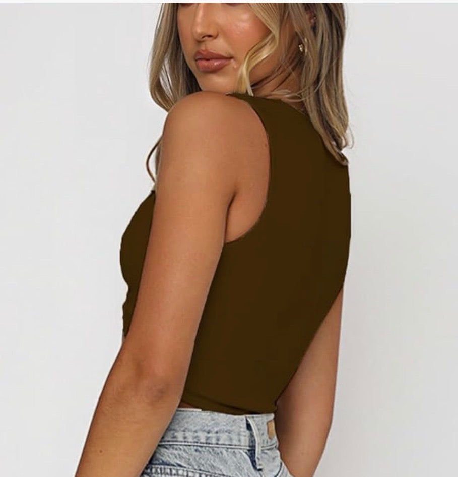 Glitter Letters RnB Tour Cleavage Cropped Tank Top