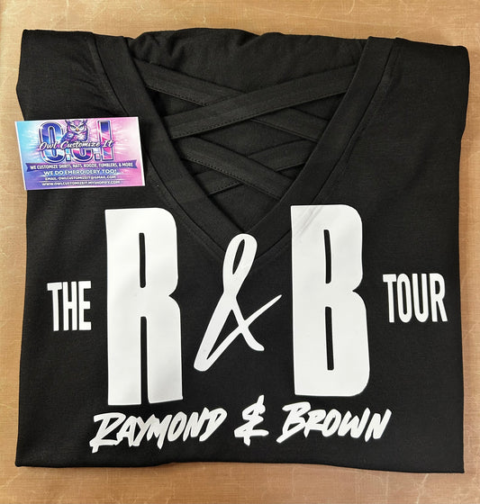 Crisscross chest & slits on both sides R&B Tour Shirt – Vintage Concert Graphic Tee, Hip Hop Streetwear, Bleached Crop Top, 90s Inspired Fan Merch