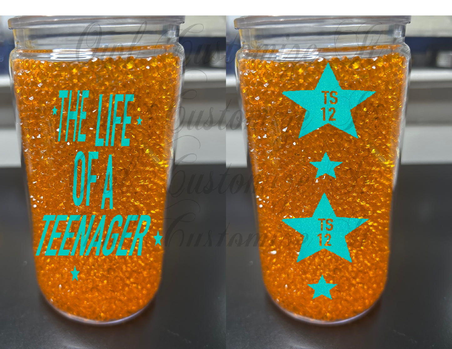 Snow globe Tumbler Life of Teenage (Add Custom Text )