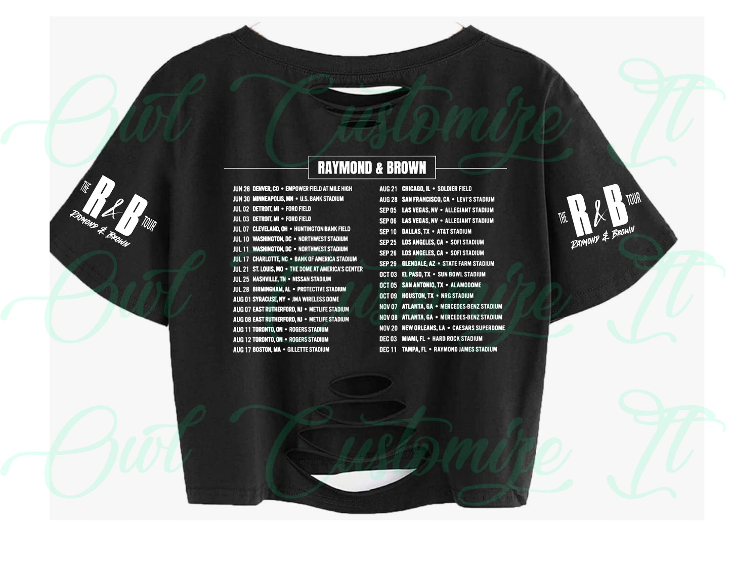 R&B Tour Shirt – Tour DATES on BACK Hip Hop Streetwear,  Crop Top, 90s Inspired Fan Merch