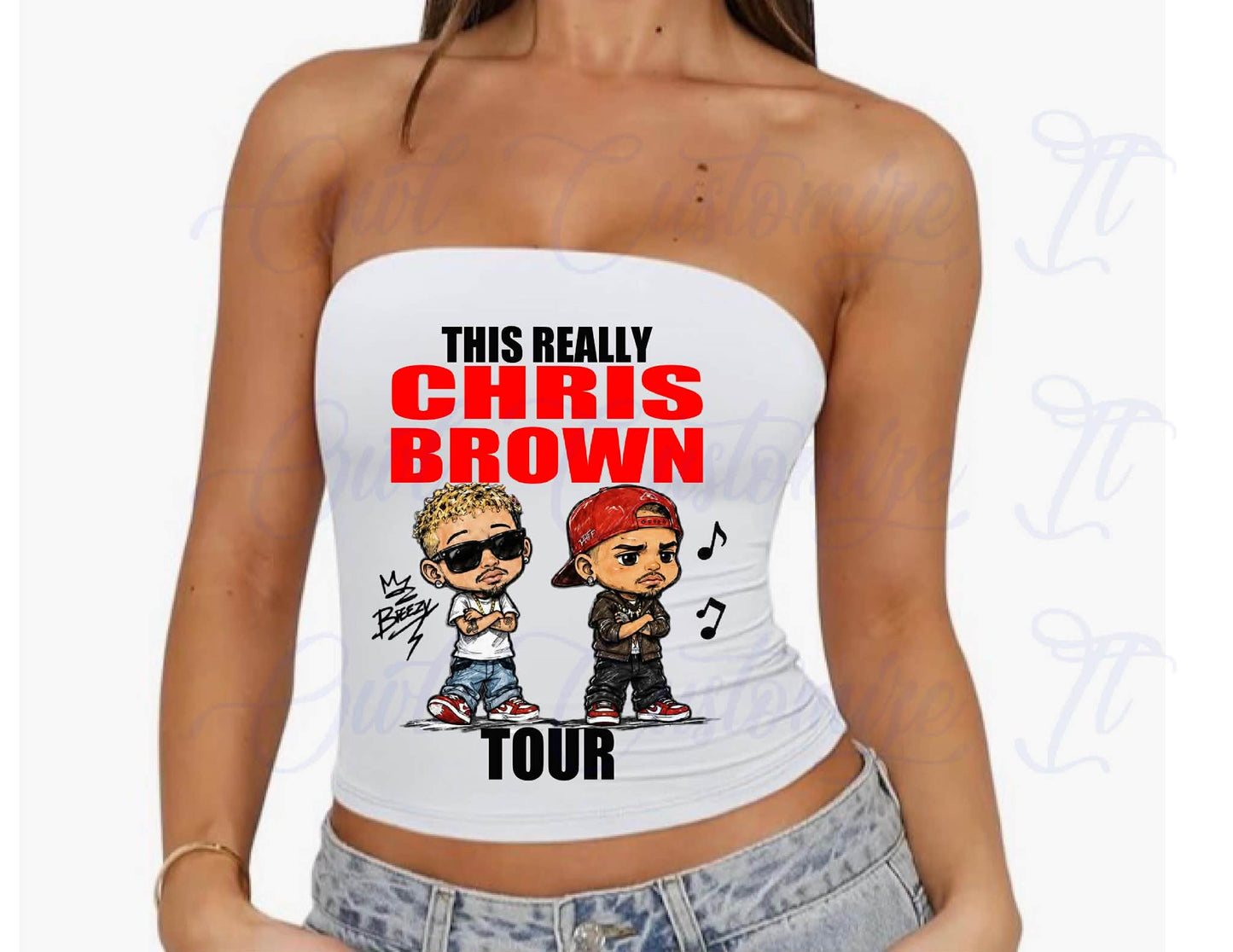 Custom Rhinestone strapless tube top with pictures